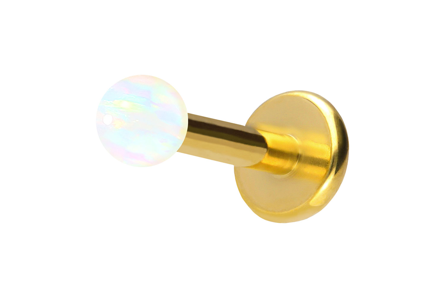 Titan Labret Piercing mit Push Fit SYNTHETISCHER OPAL